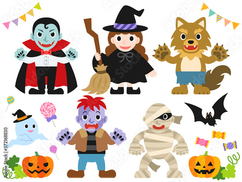 ハロウィンのイラストセット