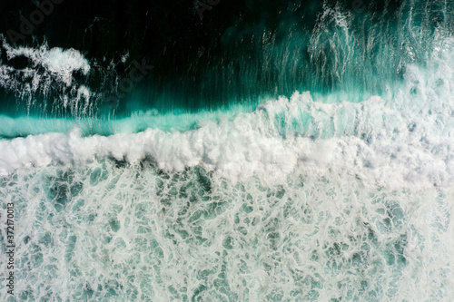 Ocean water surface with waves, aerial view