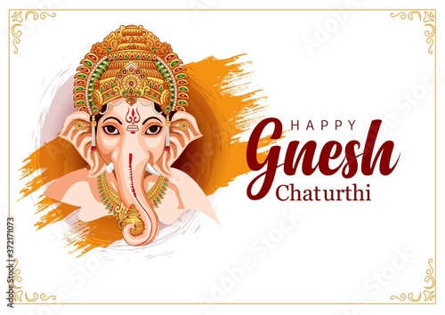 Lord Ganpati on Ganesh Chaturthi background. vector illustration