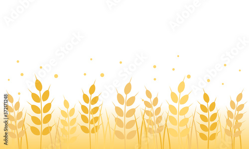 Autumn background with golden wheat field vector illustration.