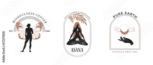 Mystic women, exotic woman, feminine concept illustration, beautiful esoteric women silhouettes . Flat style vector design