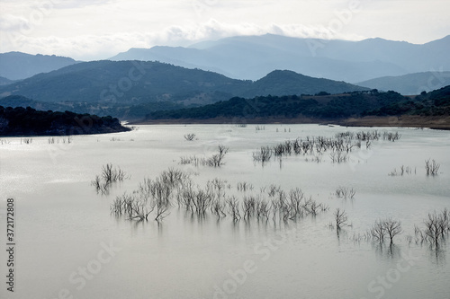 The artificial lake Embalse de Guadalcacin in Andalusia, Spain.