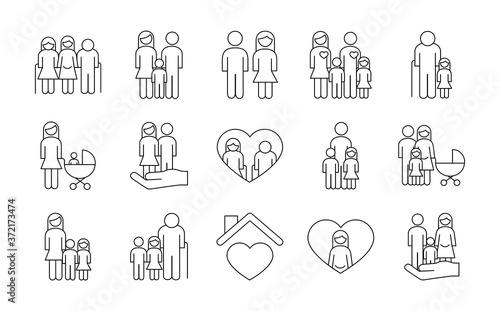 bundle of fifteen family parents set icons