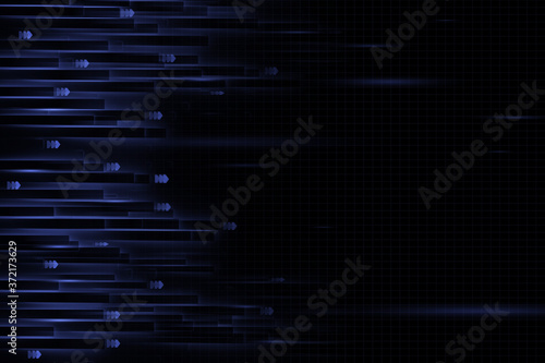Fototapeta Naklejka Na Ścianę i Meble -  Motion of glowing line from left to right represent to data transfer speed digital technology background.3d illustration and rendering
