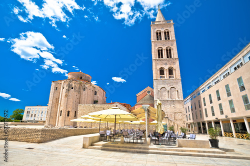 Zadar historic square and cathedral of st Donat view