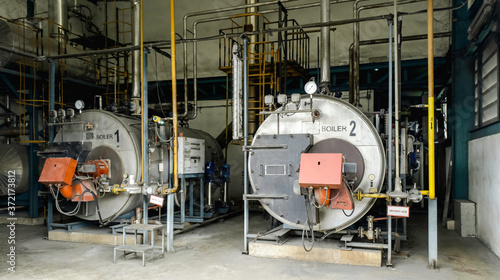 Gas boiler room for steam production of manufacturing factory