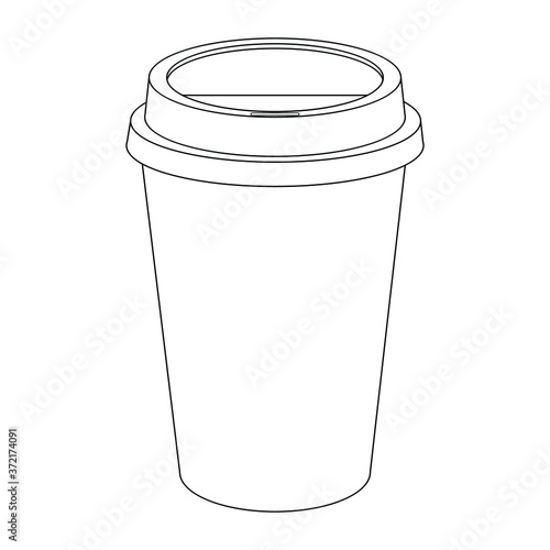 outline drawing of paper or plastic hot coffee cup with blank copy space use for your design vector illustrations