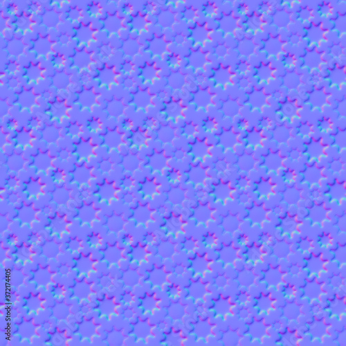 Normal map of flowers seamless pattern, viruses pattern. Computer generated image