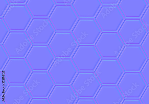 Normal map of hexagon honeycombs. Computer generated image