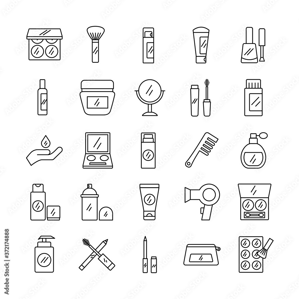bundle of twenty five make up cosmetics set collection icons bundle of twenty five make up cosmetics set collection icons