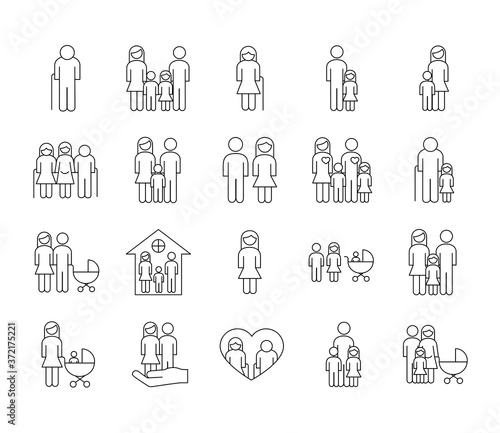 bundle of twenty family parents set icons
