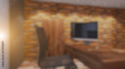 Modern office building interior. 3D rendering.. Sunset.. Abstract blur phototography photo