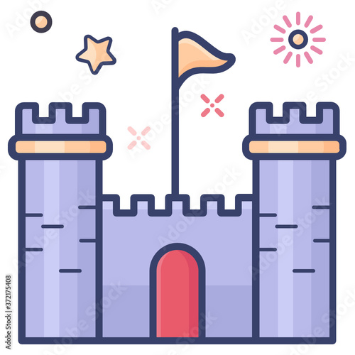 
A royal residence building, castle icon in trendy design 
