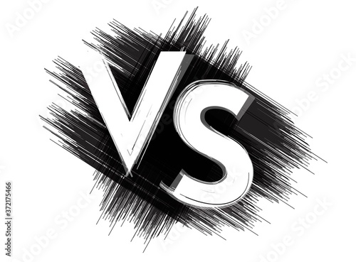 Vs versus icon vector grunge black and white logo sign for battle fight game on grungy dirty chalk crayon background retro vintage style illustration, graphic print idea