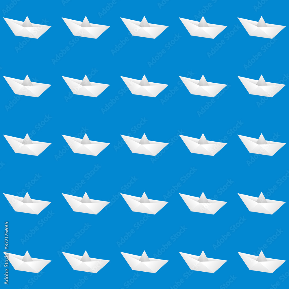paper boat origami seamless pattern