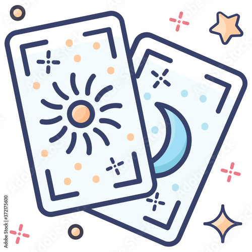
Fortune telling cards, tarot icon in flat design
