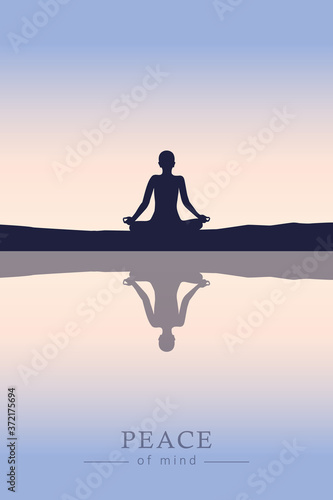 peace of mind mediating person by the lake vector illustration EPS10