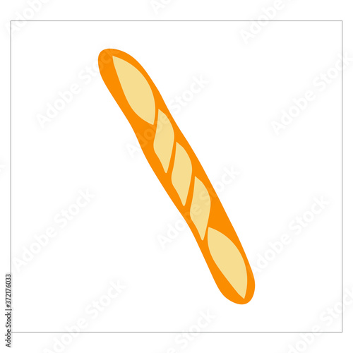French baguette loaf, vector icon