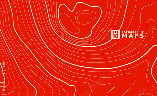Abstract stylized topographic contour elevation in lines and contours. Modern style. The concept of a conditional geographic scheme and terrain trails. Vector illustration.