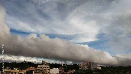 Time lapse video motion of moving clouds with blue sky color.