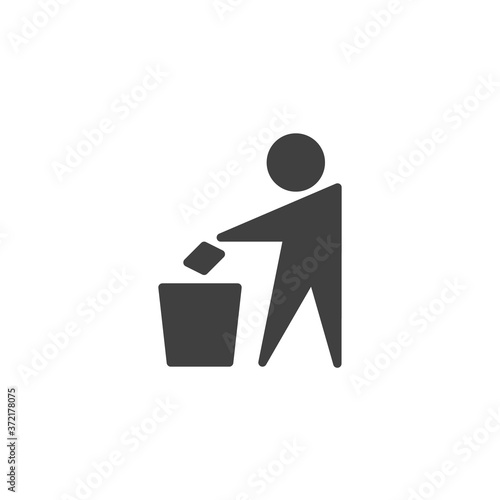 Man throwing trash vector icon. Do not litter filled flat sign for mobile concept and web design. glyph icon. Garbage symbol, logo illustration. Vector graphics