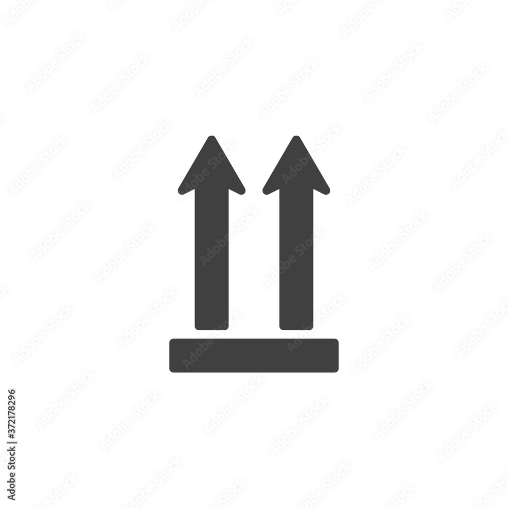 Right side up vector icon. Package face upward filled flat sign for mobile concept and web design. glyph icon. Two arrows up symbol, logo illustration. Vector graphics Right side up vector icon. Package face upward filled flat sign for mobile concept and web design. glyph icon. Two arrows up symbol, logo illustration. Vector graphics
