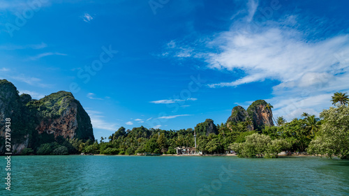 Railay beach in Krabi, one of the most popular tourist destinations in Thailand.