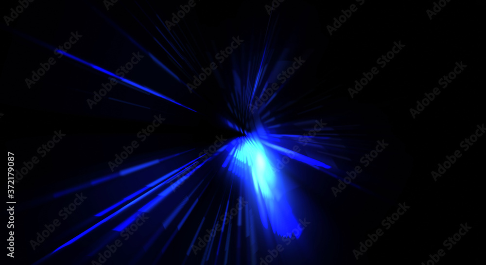 Obraz premium Futuristic lens flare. Light explosion star with glowing particles and lines. Beautiful abstract rays background.