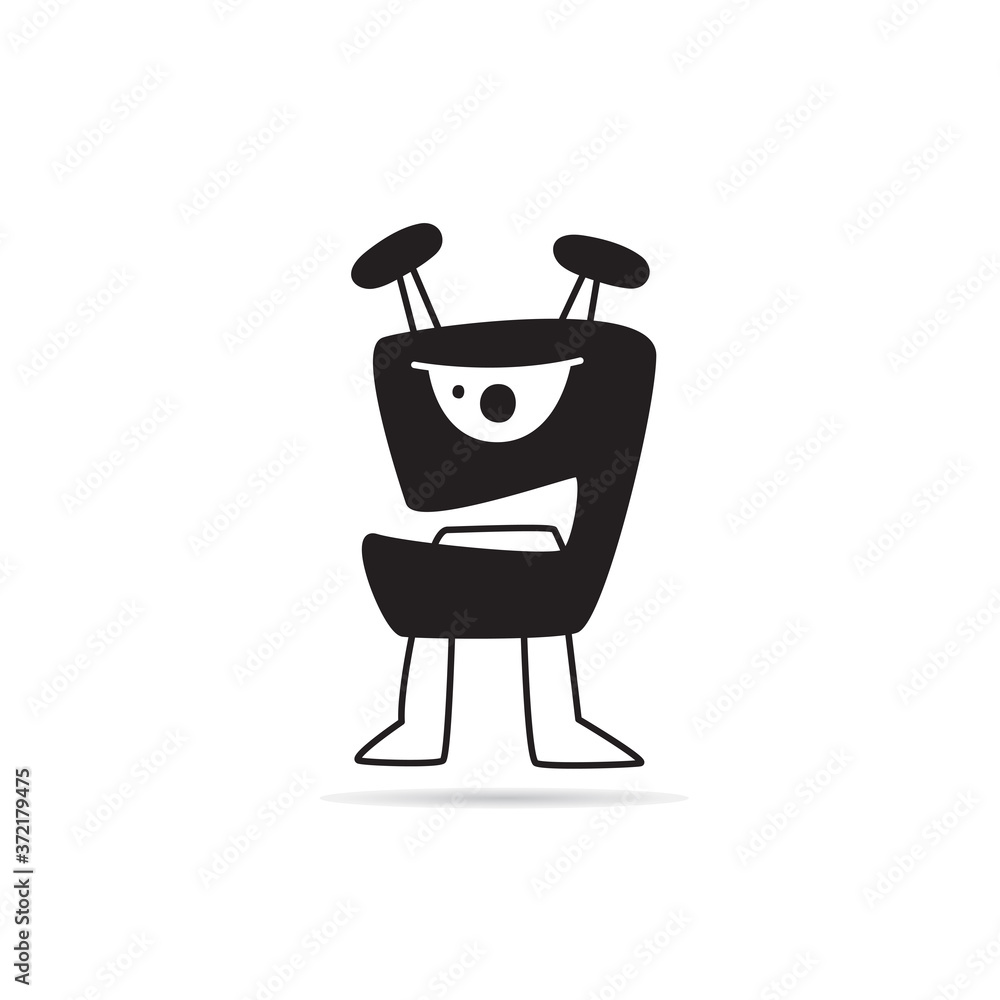 cute monster icon on white background vector cute monster icon on white background vector