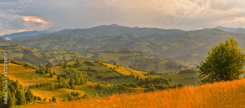 Panoramic view of the Bucegi Mountains from Holbav, Romania © brszattila