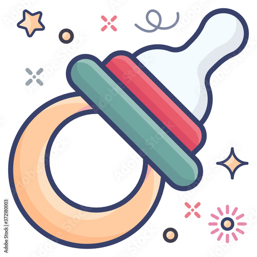 
Flat vector design of baby pacifier icon.
