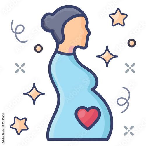  Pregnant woman icon in flat vector design 