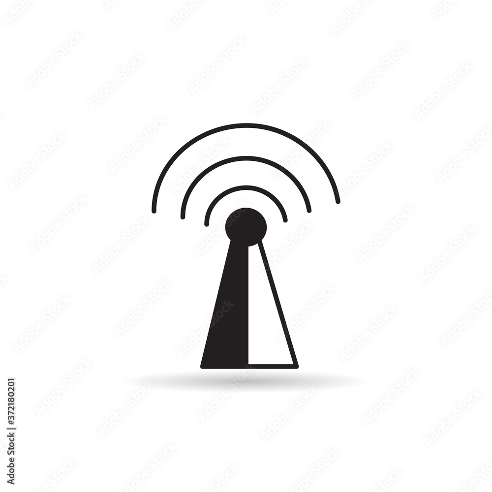 antenna and signal icon on white background vector antenna and signal icon on white background vector