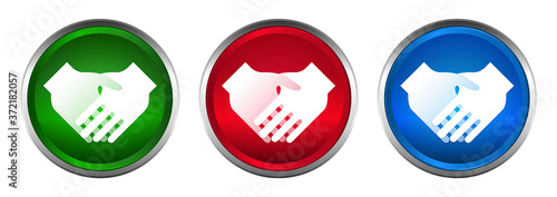 Handshake icon supreme round button set design illustration