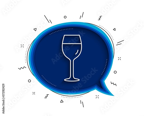 Wine glass line icon. Chat bubble with shadow. Bordeaux glass sign. Thin line wine glass icon. Vector