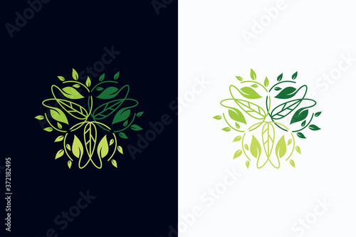 Floral Leaf Ornament Logo design Vector