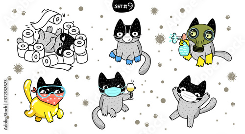 Wallpaper Mural Concept of quarantine. Cartoon cat in a glamorous protective suit. Self isolation, quarantine due to coronavirus. Torontodigital.ca