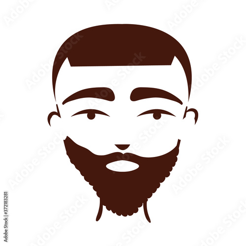 young afro man ethnicity with beard silhouette style icon