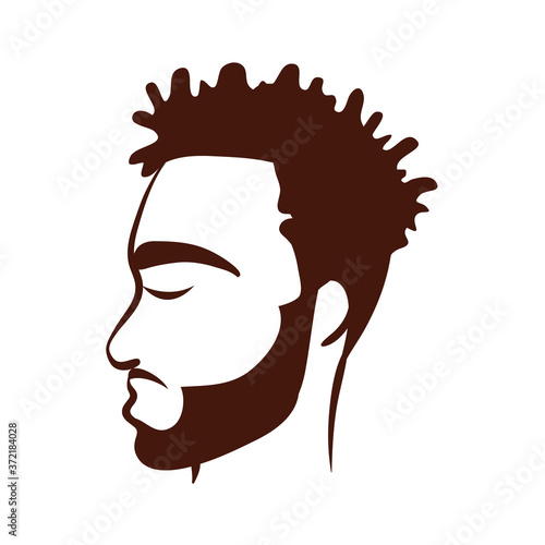 profile young afro man ethnicity with beard silhouette style icon