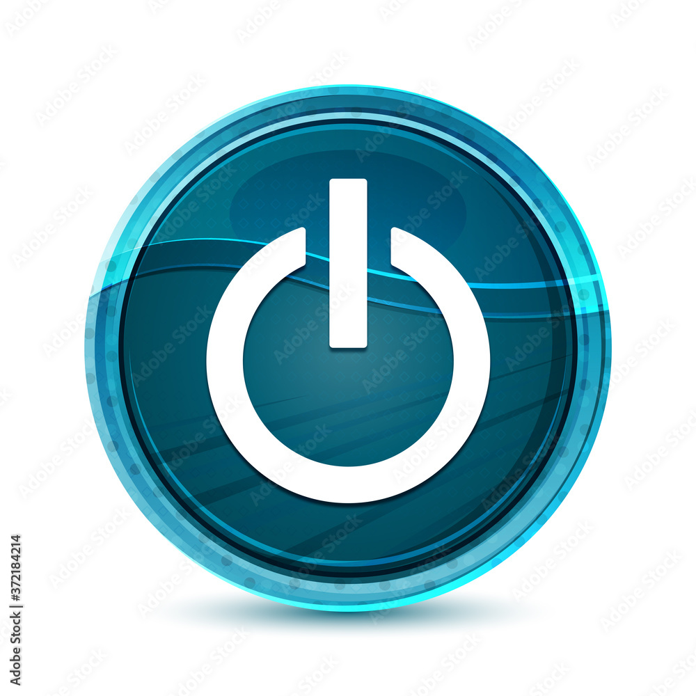 Power icon elegant glass blue round button vector design illustration Power icon elegant glass blue round button vector design illustration