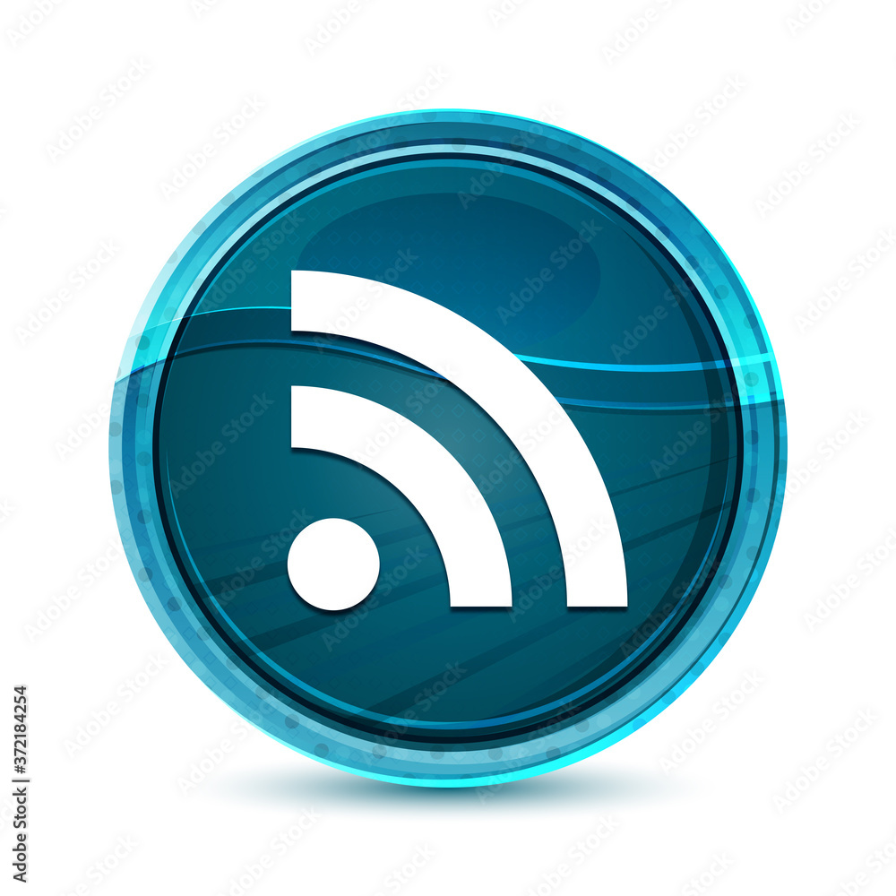 RSS icon elegant glass blue round button vector design illustration RSS icon elegant glass blue round button vector design illustration
