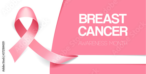 Realistic pink ribbon symbol. Medical Design. illustration.