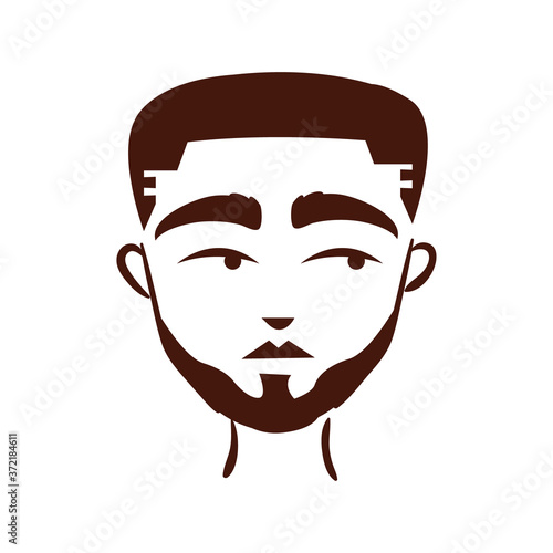 young afro man ethnicity with beard silhouette style icon