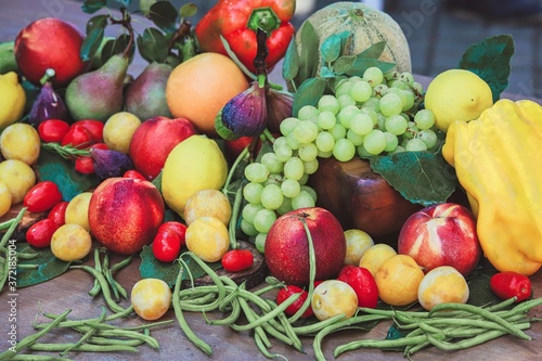 Fototapeta Naklejka Na Ścianę i Meble -  rustic composition with fruits and vegetables