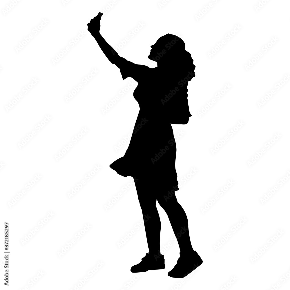 selfie girl silhouette vector