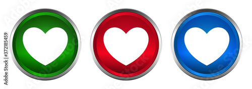 Heart icon supreme round button set design illustration