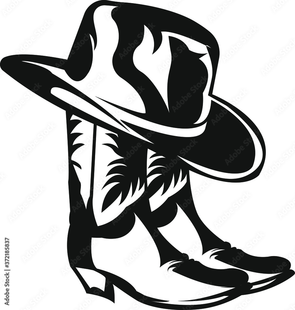 Silhouette of a cowboy boots Stock Vector | Adobe Stock