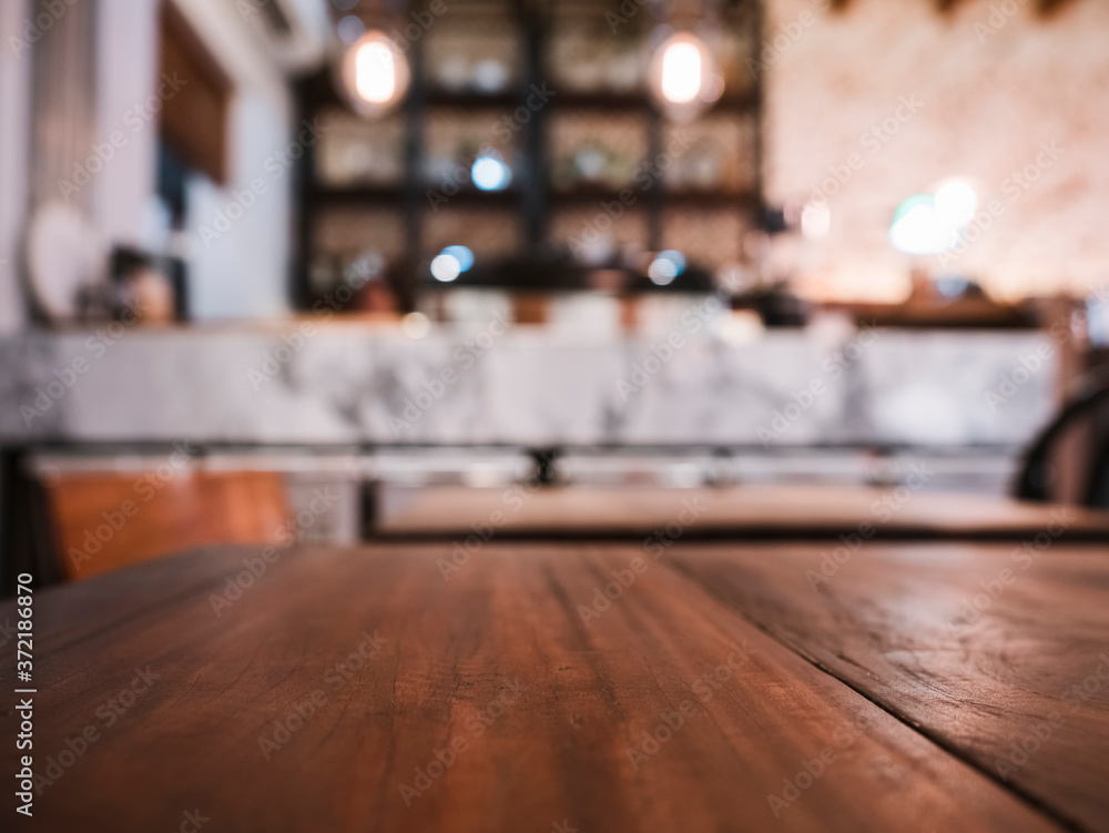 Table top Bar restaurant shop interior Blur background