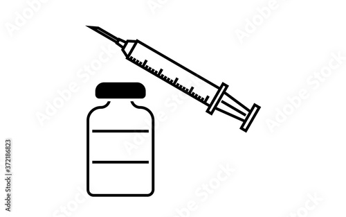 ワクチン接種の注射器と小瓶のイラスト