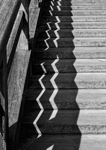 Stair step wooden staircase shade and shadow Architecture details Abstract background